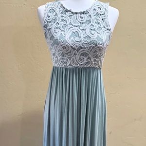 Coco & Main Sage Green Maxi with Lace Overlay